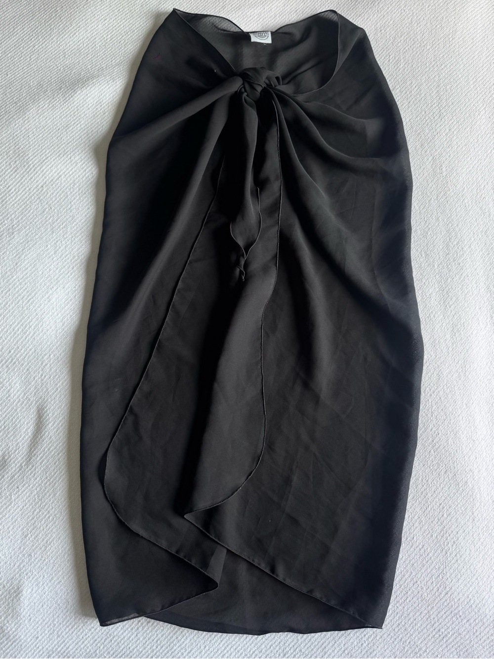 Vintage Just Add Water Black Wrap Front Midi Skirt Sarong One Size